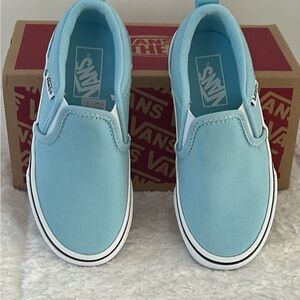 Toddler  Vans Asher Youth Slip-On Low Top Canvas Shoes Crystal Blue Size11 NEW